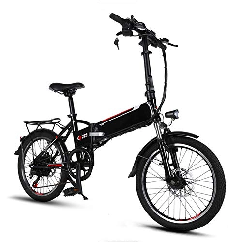 Elektrofahrräder : 20 Zoll Erwachsene 48V 10Ah elektrische Fahrrad-Lithium-Batterie Smart-Folding elektrisches Fahrrad 250W Schnee Electric Bikes rech System 6 Geschwindigkeit, Schwarz