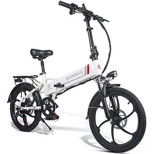 Elektrofahrräder : 20LVXD30 Elektrisches Fahrrad, Faltbare E-Bikes für Erwachsene Männer Frauen 10, 4 Ah 48 V 20 Zoll mit Shimano 7 Speed 3 Modi LCD Bildschirm Höchstgeschwindigkeit 35 km / h Fahrrad (Weiß)