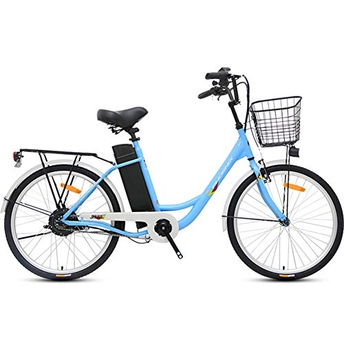 Elektrofahrräder : 24 Zoll 250W Ladung Elektro-Fahrrad Sport Brushless Getriebemotor mit abnehmbarem Wasserdicht großen Kapazitäts-36V10A Lithium-Batterie und Ladegerät, Blau
