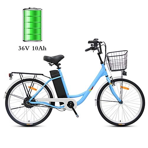 Elektrofahrräder : 24 Zoll City-E-Bike, Elektro Fahrrad 250W Motor 36V 10Ah Lithium-Ionen-Akku Elektro-Fahrrad EU-Konformes Pedelec, Blau