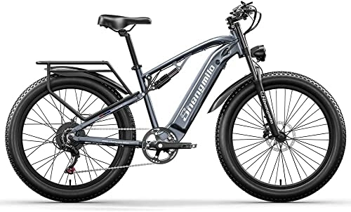 Elektrofahrräder : 26''Fat Tire Adults Electric Bike, 48V 15Ah Removable Built-in Li-lon Battery, BAFANG Rear Engine Snow Beach Mountain E Bike with Shimano 7-Speed
