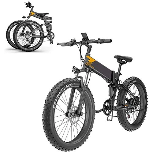 Elektrofahrräder : 26''Folding Elektrisches Fahrrad Für Erwachsene, Elektro-Fahrrad / Pendeln Ebike Fat Tire E-Bike Mit 400 Watt Motor, 48V 10Ah-Batterie Lithium-Batterie Hydraulische Scheibenbremsen