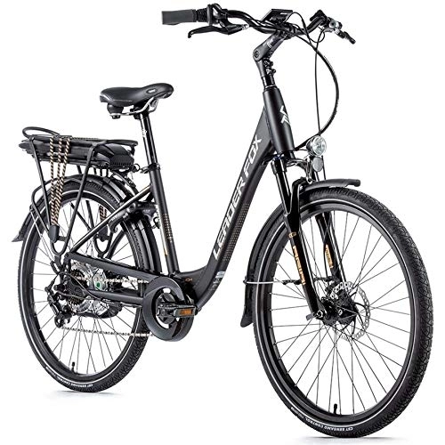 Elektrofahrräder : 26 Zoll Alu Leader Fox E Bike Pedelec City Damen Elektro Fahrrad 576 Wh 36V schwarz Gelsattel