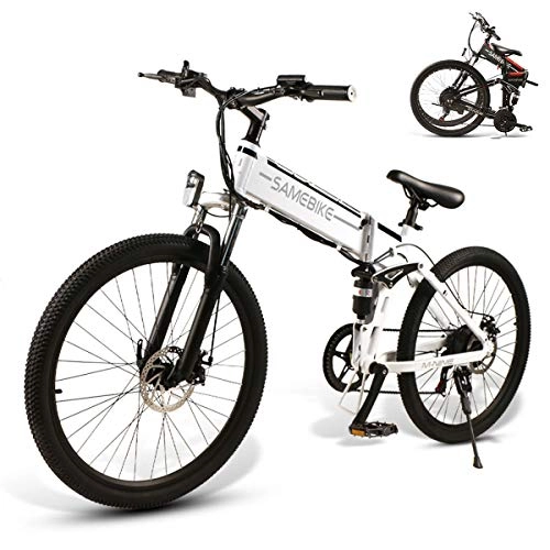 Elektrofahrräder : 26 Zoll E Bike Elektrofahrrad Elektrisch Klapprad Faltbares Elektrofahrrad für Erwachsene 48V 500W Electric Bike mit Abnehmbarer 48V 10, 4 Ah Lithium-Ionen-Batterie 21-Gang (Weiß A)