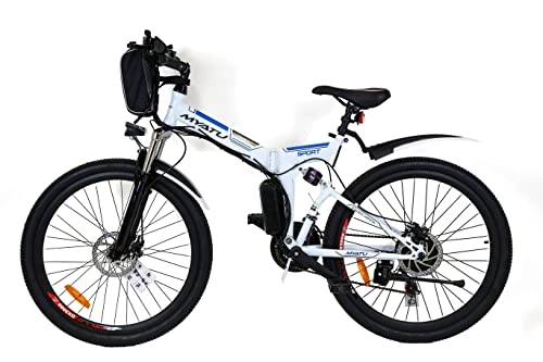 Elektrofahrräder : 26 Zoll E-Bike für Damen Herren, Mountainbike Elektrofahrrad mit 36V 10, 4AH Akku und Shimano 21-Gang (Weiß)