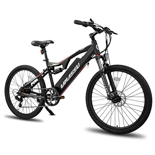 Elektrofahrräder : 26 Zoll E-Bike Mountainbike mit 7 Gang Shimano Schaltwerk und 10Ah Batterie, Vollfederung Elektrofahrrad mit Heckmotor 250W und Beleuchtungsset
