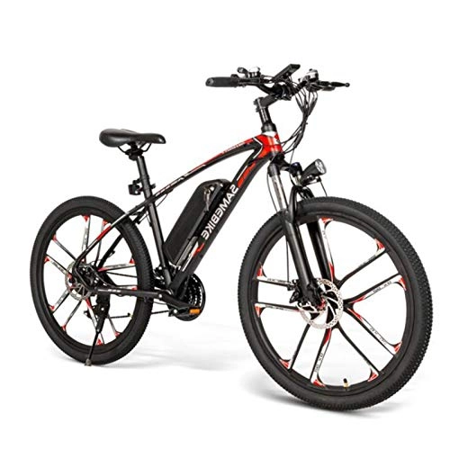 Elektrofahrräder : 26 Zoll Elektrofahrrad-48V 8AH leichtes Mountainbike Shimano 21 Speed, 350W Heckantriebsmotor, 25 km / h, mehrere Fahrpläne (Color : Black)