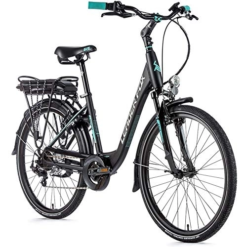 Elektrofahrräder : 26 Zoll Leader Fox Elektro Fahrrad Damen City E Bike 36V 12, 8 Ah Pedelec schwarz matt