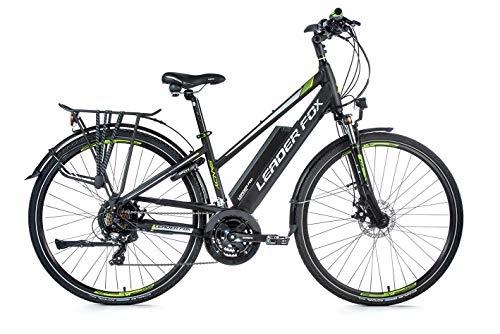 Elektrofahrräder : 28 Zoll Alu Leader Fox Damen Elektro Fahrrad E Bike Trekking schwarz grün 50cm