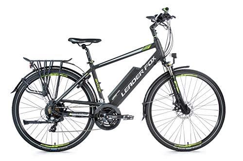 Elektrofahrräder : 28 Zoll Alu LEADER FOX E-Bike Elektro Fahrrad Trekking Pedelec Herren 36V 16Ah schwarz grün