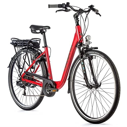 Elektrofahrräder : 28 Zoll E-Bike Leader Fox Park City Elektro Fahrrad 7 Gang 13 Ah 468 Wh Rot Rh 46cm