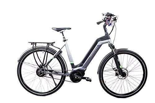 Elektrofahrräder : 28 Zoll Fahrrad TechniBike E-Bike Pedelec Riemen Continental 70Nm Grau Grün Gr.M