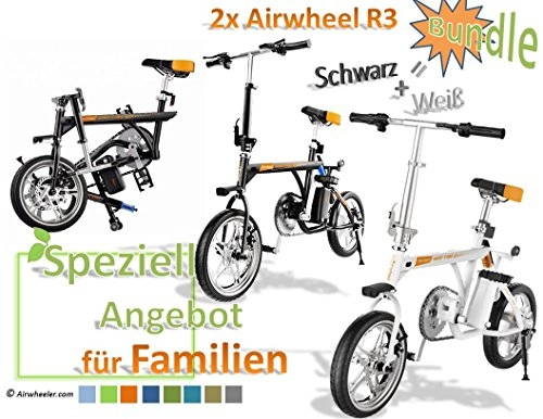 Elektrofahrräder : 2x Airwheel R3 zum unschlagbaren Vorteilspreis (Schwarz, Schwarz) Faltbares Elektrofahrrad E-Bike Pedelec (Schwarz / Schwarz)