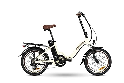 Elektrofahrräder : 9TRANSPORT E-Bike Elektro-Fahrrad, zusammenklappbar, 250 W Motor, 25 km / h, Akku 36 V 10 Ah, Cremefarben