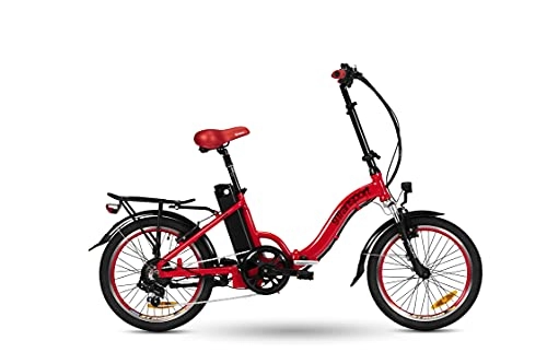 Elektrofahrräder : 9TRANSPORT E-Bike Elektro-Fahrrad, zusammenklappbar, 250 W Motor, 25 km / h, Akku 36 V 10 Ah, Farbe Rot