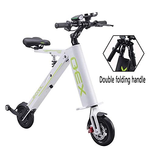 Elektrofahrräder : AA-folding electric bicycle ZDDOZXC Mini Faltendes Elektroauto-Erwachsen-Lithium-Batterie-Fahrrad Zwei-Rad Tragbare Reise-Batterie-Auto LED