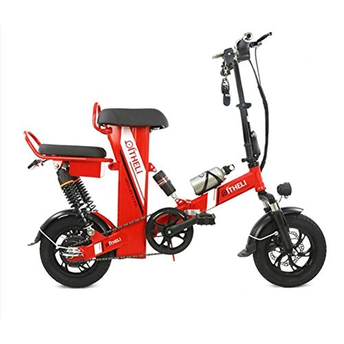 Elektrofahrräder : AA100 Beweglicher faltender elektrischer Fahrrad beweglicher Miniroller verwendbar für Junge Leute Roller im Freien 48V / 25A Lithiumbatterielebensdauer 100KM Last 250KG (rot)