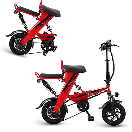 Elektrofahrräder : AA100 Elektrisches Fahrrad, zusammenklappbarer Außenroller mit Allradantrieb für Erwachsene 48V15A / 18A / 25A Lithium-Ionen-Batterie, Doppelscheibenbremse (rot), Double, 15A