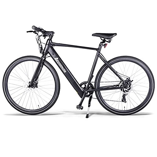 Elektrofahrräder : Accolmile Ebike 700C E-Race Bike City Commuter Bike Pedelec mit 36V 250W Heckmotor für Männer und Frauen 12.5Ah Lithium Batterie und Shimano 7-Gang, Schwarz