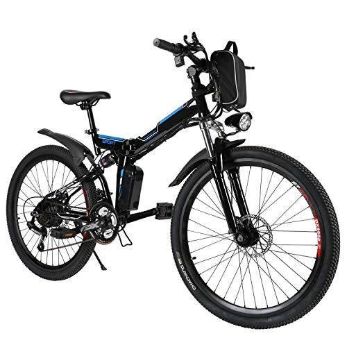 Elektrofahrräder : ACEVIVI Elektrofahrrad Faltbares Mountainbike, 26 Reifen Elektrisches Fahrrad Ebike mit 250W brstenlosem Motor und 36V 8Ah Lithium-Batterie Shimano 21-Gang