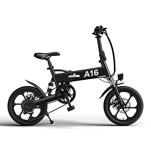 Elektrofahrräder : ADO A16 Elektrofahrrad, oll Faltbares E Bike Citybike, Shimano 7-Gang-Getriebe, Foldable Design (schwarz)