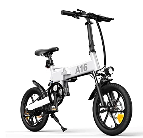 Elektrofahrräder : ADO A16+ Zoll Elektro-Faltrad A16 Shimano 7-Gang-Leistungsstufen-Getriebemotor Abnehmbarer Akku Weiß