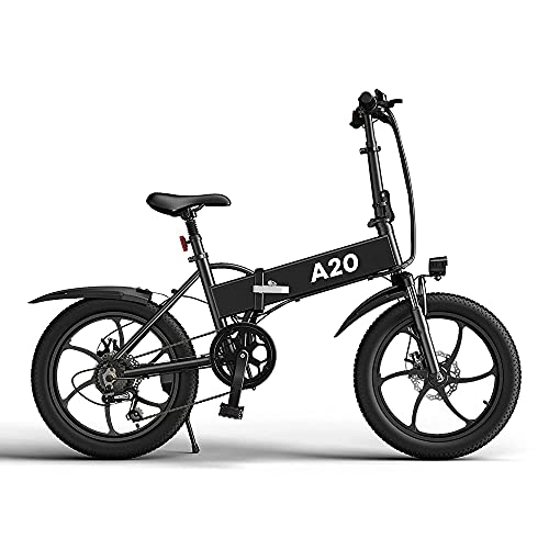 Elektrofahrräder : ADO A20 Elektrische Fahrräder for Erwachsene, 20 Zoll Elektrofahrrad, 7-Gang-Getriebe 36V Hall Brushless Gear DC Motor (schwarz)