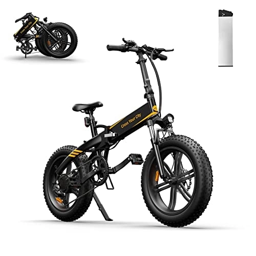 Elektrofahrräder : ADO A20F E Bike Klappbar, Faltbares Elektrofahrrad E-Bike Pedelec Citybike Klapprad Elektrisches Fahrrad mit 250W Motor / 36V / 10.4Ah, klapprad Erwachsene Batterie bis 40-80km, Schwarz