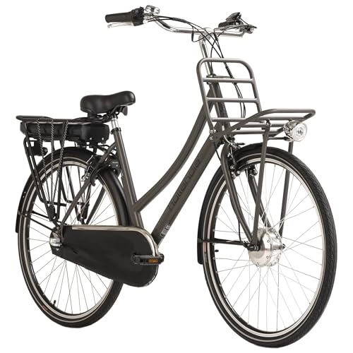Elektrofahrräder : Adore Alu E-Citybike Damen Hollandia Carry on 28'' E-Bike grau 250 Watt Li-Ion 36V / 13 Ah 3 Gänge