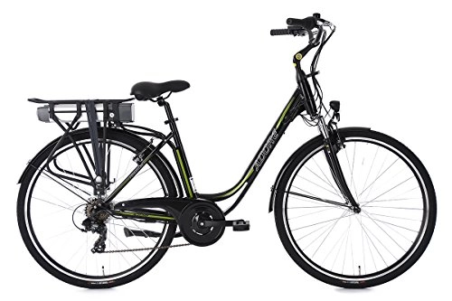 Elektrofahrräder : Adore Damen Alu City Pedelec Versailles E-Bike 250 Watt Li-Ion 36V / 10, 4 Ah 7 Gnge Fahrrad, schwarz-Grn, 28 Zoll