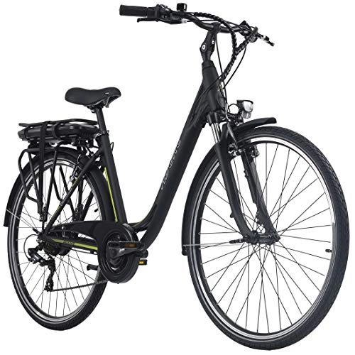 Elektrofahrräder : Adore E-City Bike Damen Versailles 28'' Alu Pedelec schwarz-grün 7 Gang E-Bike 250 Watt Li-Ion 36V / 10, 4 Ah