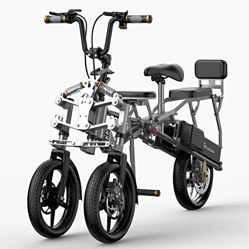 Elektrofahrräder : Afreda Official S6 Electric Tricycle Bike Ultra Safety Compact Folding 3 Wheel Fold-in-1s Reverse 3-Wheel E-Bike 48V 35N.M 15.6AH 14'' Hydraulic Brake Shock Absorption for Adults Outdoor Golf Cart RV