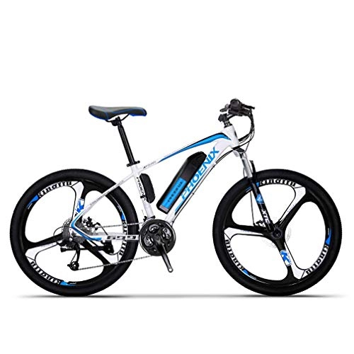Elektrofahrräder : AISHFP Adult Electric Mountain Bike, 250W Schnee Bikes, Abnehmbare 36V 10Ah Lithium-Batterie für, 27-Gang-elektrisches Fahrrad, 26-Zoll-Magnesium-Legierung Integrierte Räder, Blau