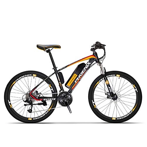 Elektrofahrräder : AISHFP Adult Electric Mountain Bike, 250W Schnee Bikes, Abnehmbare 36V 10Ah Lithium-Batterie für, 27-Gang-elektrisches Fahrrad, 26 Zoll-Räder, Orange