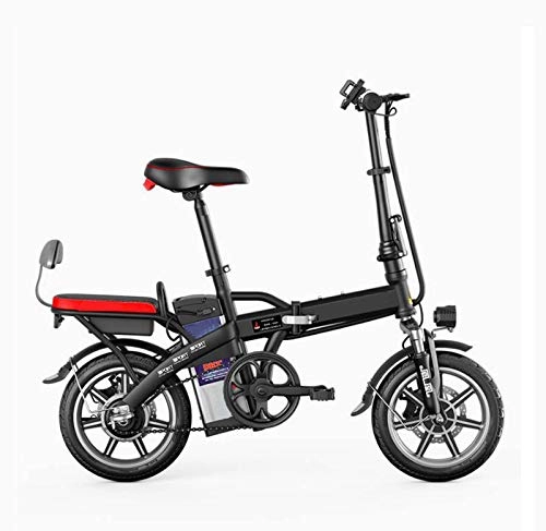 Elektrofahrräder : AISHFP Adult Mini Frauen elektrisches Fahrrad, 48V-Lithium-Batterie-Aluminiumlegierung Folding Kleine Elektro-Fahrrad, 14Inch Stadt E-Bikes, Schwarz, 60KM