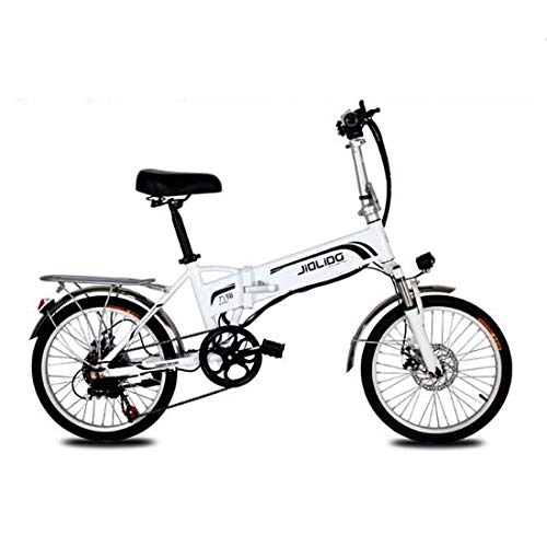 Elektrofahrräder : AISHFP Erwachsene 20 Zoll Gebirgs elektrisches Fahrrad, 48V-Lithium-Batterie 350W Elektro-Bikes, 7 Geschwindigkeit Luftfahrtgrad-Aluminiumlegierung-faltbares elektrisches Fahrrad, Wei, 45KM