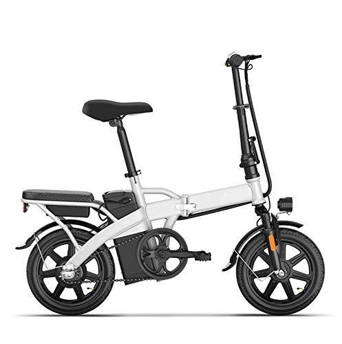 Elektrofahrräder : AISHFP Erwachsene Folding elektrisches Fahrrad, 48V-Lithium-Batterie High-Carbon Stahl Kleine Elektro-Fahrrad, 14Inch Frauen Mini-Stadt E-Bikes, Weiß, 45KM