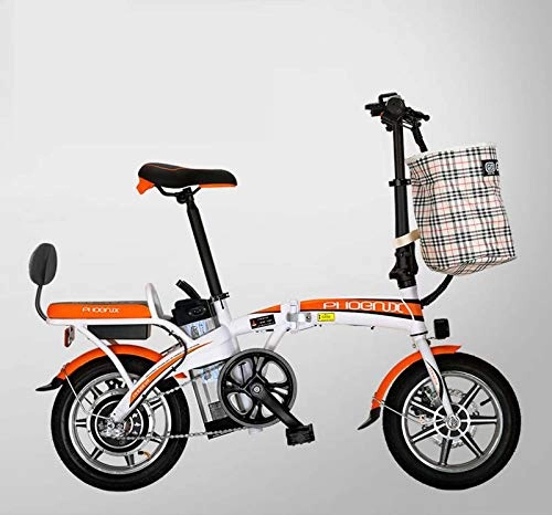Elektrofahrräder : AISHFP Erwachsene Frauen Mini elektrisches Fahrrad, 48V-Lithium-Batterie, Studentenstadt elektrisches Fahrrad 14 * 2.15 Räder, mit intelligentem Meter, A, 12AH