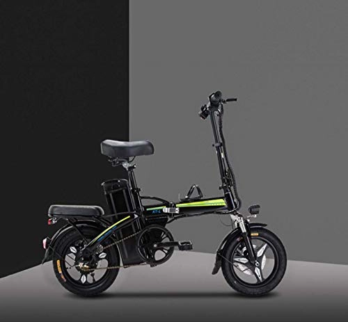 Elektrofahrräder : AISHFP Erwachsene Kleine Frauen Folding elektrisches Fahrrad, 48V-Lithium-Batterie, Mini elektrisches Fahrrad, 14Inch E-Bikes mit Smart Metern, Schwarz, 100KM