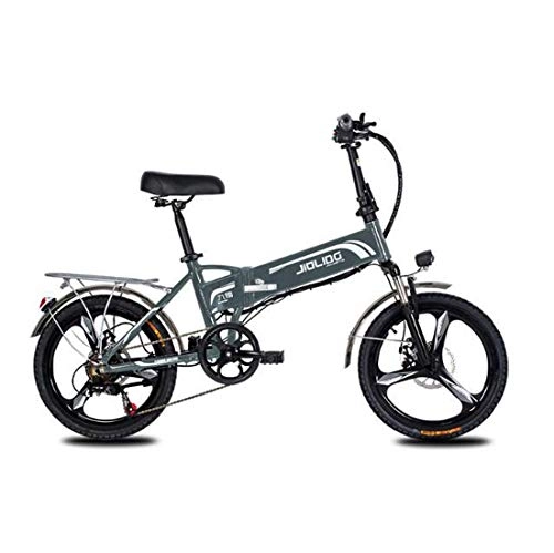 Elektrofahrräder : AISHFP Erwachsene Mountain elektrisches Fahrrad, 350W 48V-Lithium-Batterie, Aluminiumlegierung 7 Geschwindigkeit Faltbare Elektro-Fahrrad 20 Zoll Magnesium Alufelgen, Grau, 55KM