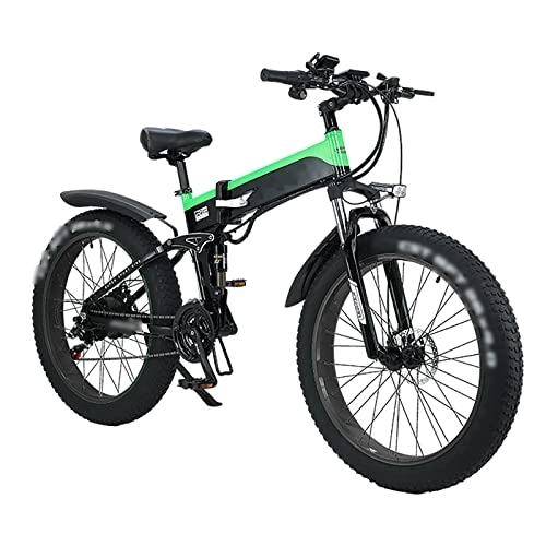 Elektrofahrräder : ALFUSA Zusammenklappbare Elektrofahrräder, Roller mit Variabler Geschwindigkeit, Offroad-unterstützte Mountainbikes, zweirädrige Elektrofahrzeuge (Green 12.8A)