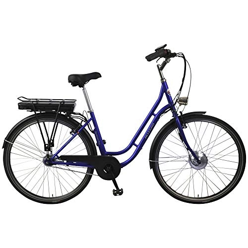 Elektrofahrräder : Allegro Boulevard Plus 03 E-Bike City Damen 45cm 28 Zoll City Elektrofahrrad, Pedelec E-Fahrrad, Blau