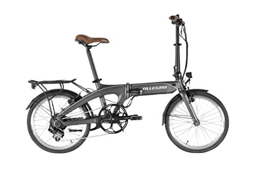 Elektrofahrräder : Allegro E-Clips Alu Unisex, Elektro Klapprad Faltrad, E-Bike, 20 Zoll 32cm, Anthrazit