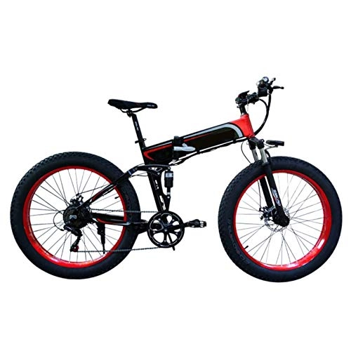 Elektrofahrräder : Amantiy Elektrisches Mountainbike, 1000W Electric Hybrid Bike 26 Zoll Fat Bike 48V 12.8ah Snowmobile Falten Ebike Elektrisches kraftvolles Fahrrad. (Color : Black)