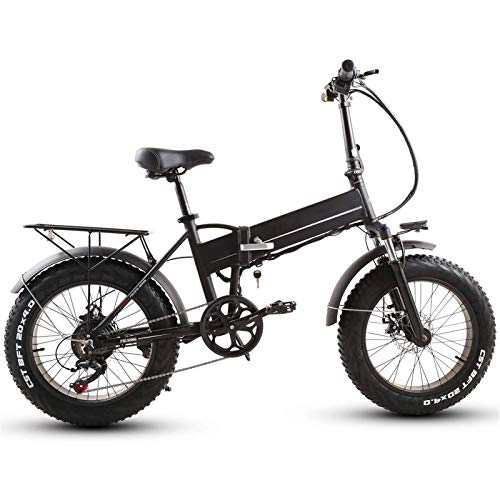 Elektrofahrräder : Amantiy Elektrisches Mountainbike, 20-Zoll-Falten-elektrisches Fahrrad 350W / 500W 48V 10AH / 12.8ah LG Li-Ion-Akku 5-Level Elektrisches kraftvolles Fahrrad. (Color : Black, Size : 350w 12.8ah LG)