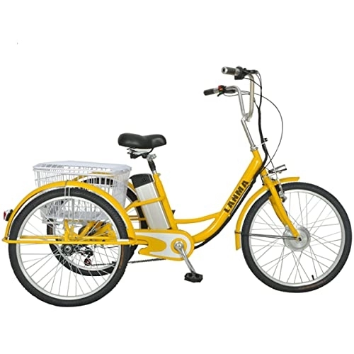 Elektrofahrräder : Ambayz Dreirad Für Erwachsene Zum Einkaufen, 24 Zoll, Elektrisches Assist-3-Rad-Fahrrad Mit Korb Und 48-V-12-AH-Lithiumbatterie, 250-W-Dreirad, Last 150 Kg