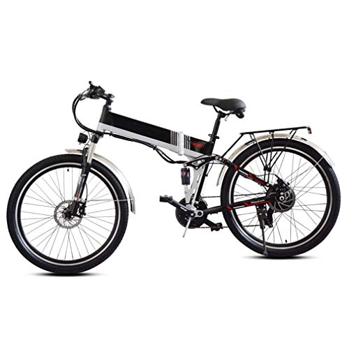 Elektrofahrräder : AMGJ Faltbares E-Bike, Elektrofahrrad Mountainbike E-Bike Mit 350-W-Motor 48V10.4Ah Lithium-Ionen-Batterie, 21-Gang Getriebe im Freien Training und Pendeln, Black a, 48V 10.4Ah