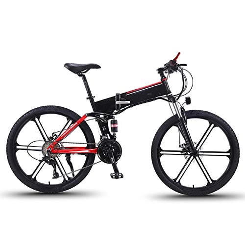 Elektrofahrräder : AMGJ Klappbares Elektrofahrrad E-Bike für Erwachsene, E-Bike Mit 350-W-Motor 36V8ah Lithium-Ionen-Batterie, 27-Gang-Getriebe mit Versteckter Batterie und LCD-Display, Schwarz