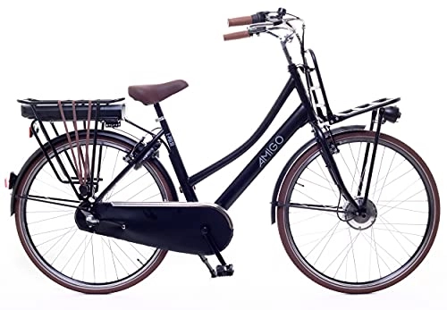 Elektrofahrräder : Amigo E-Pulse - Elektrofahrrad für Damen - E-Bike 28 Zoll - Citybike mit Shimano 3-Gang - Nabenschaltung - 250W und 13Ah, 36V Li-ion-Akku - Schwarz