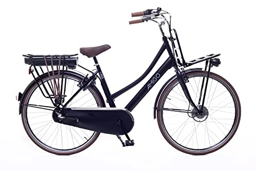 Elektrofahrräder : Amigo E-Pulse - Elektrofahrrad für Damen - E-Bike 28 Zoll - Damenfahrrad mit Shimano 3-Gang - Geeignet ab 175-180 cm - Schwarz